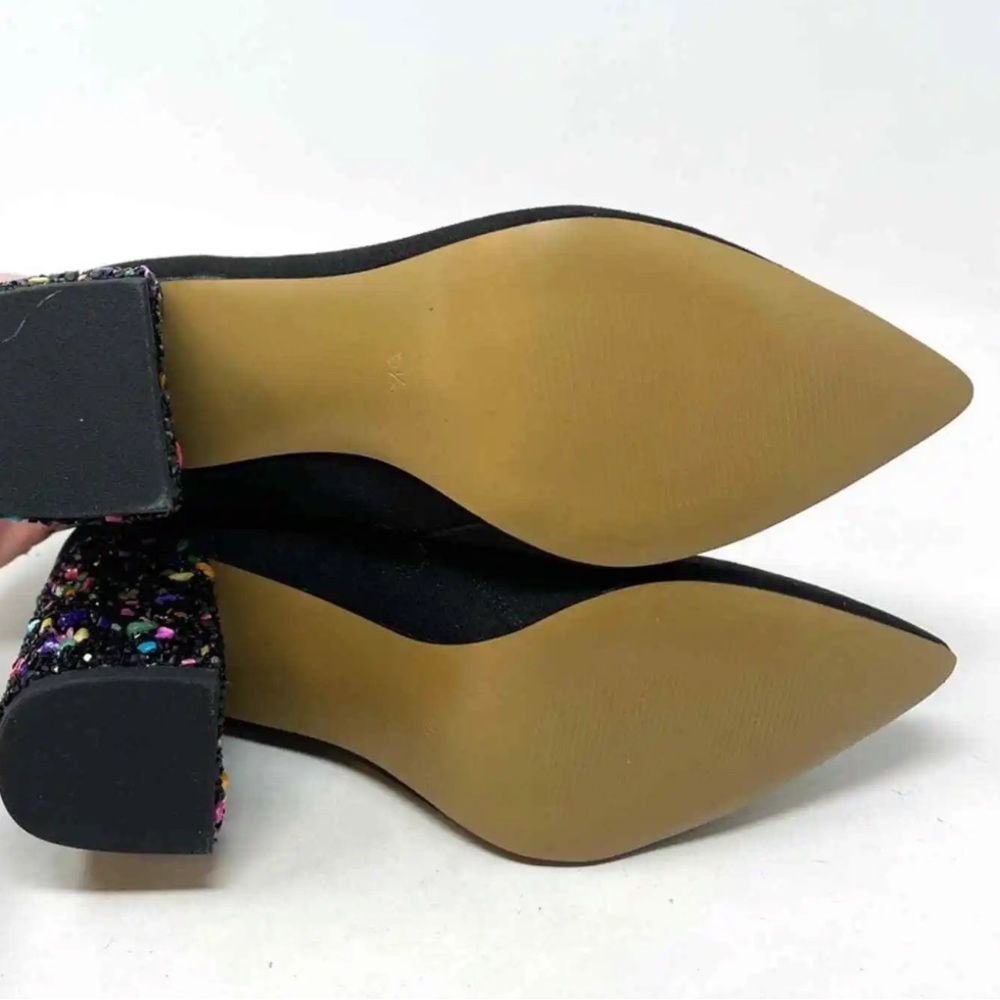 Sold! NIB Betsey Johnson Riverr Black Pointy Crystal Embellished Boots 8.5 - Picture 8 of 11